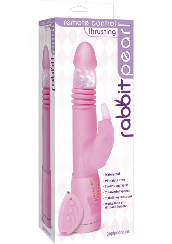 Remote Control Thrusting Rabbit Pearl Vibrator 10.25 Inch Pink