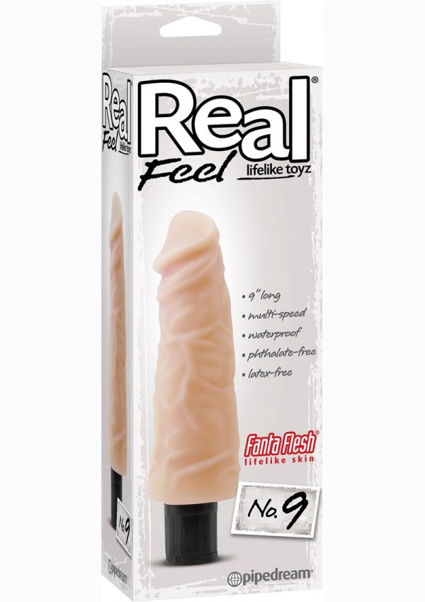 Real Feel Lifelike Toyz Number 9 Realistic Vibrator Waterproof Flesh 9 Inches