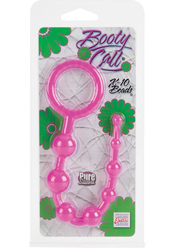 Booty Call X-10 Silicone Anal Beads Pink 8 Inch