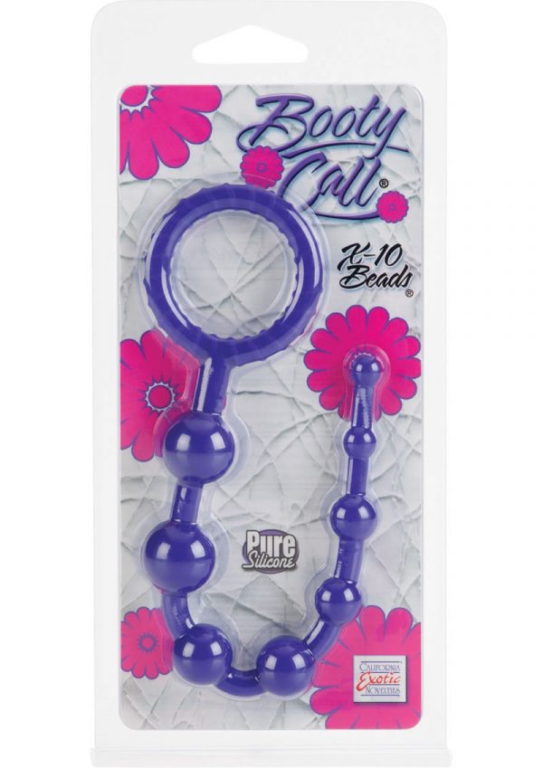 Booty Call X-10 Silicone Anal Beads Purple 8 Inch