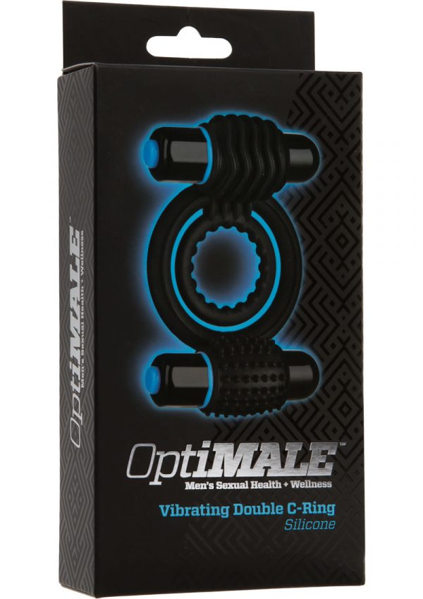 Optimale Silicone Vibrating Double C-Ring Waterproof Black