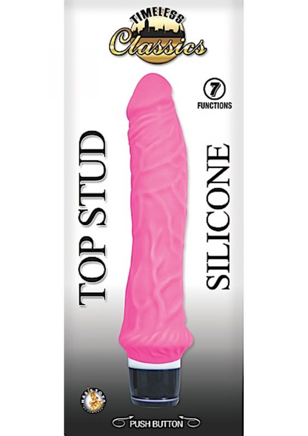 Timeless Classics Top Stud Silicone Realistic Vibrator Waterproof Pink 9.5 Inch