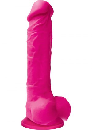 Colours Pleasures 8in Silicone Dong With Balls - Pink