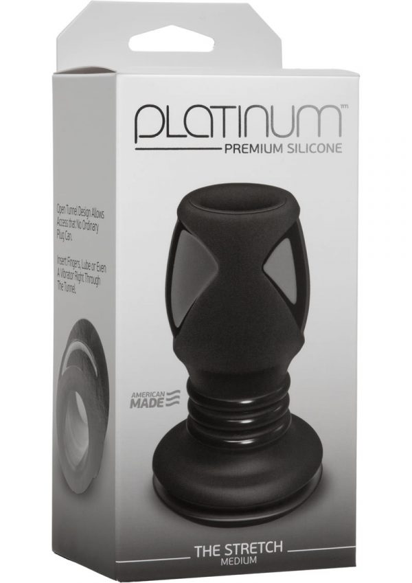 Platinum Premium Silicone The Stretch Silicone Anal Plug Medium Black 4.2 Inch