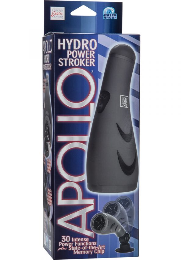 Apollo Hydro Power Stroker Silicone Masturbator Waterproof Grey 9.25 Inch