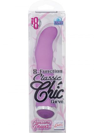 8 Function Classic Chic Curve Vibrator Waterproof Purple 4.25 Inch