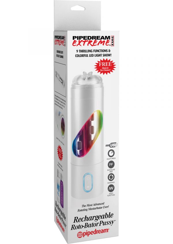 Pipedream Extreme Rechargeable Light Up Roto-Bator Pussy Masturbator