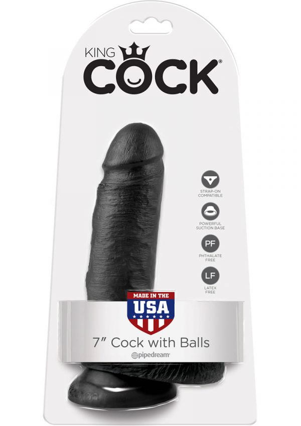 King Cock Realistic Dildo With Balls Black 7 Inch