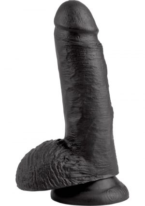 King Cock Realistic Dildo With Balls Black 7 Inch