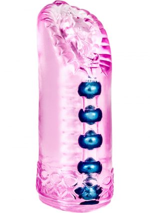 M For Men Sexy Snatch Jelly Pussy Beaded Stroker Pink 5.5 Inch