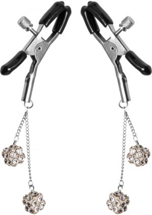 Master Series Ornament Adjustable Jewel Nipple Clamps Clear