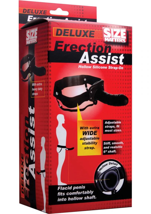 Size Matters Erection Assist Hollow Strap On Black 6 Inch