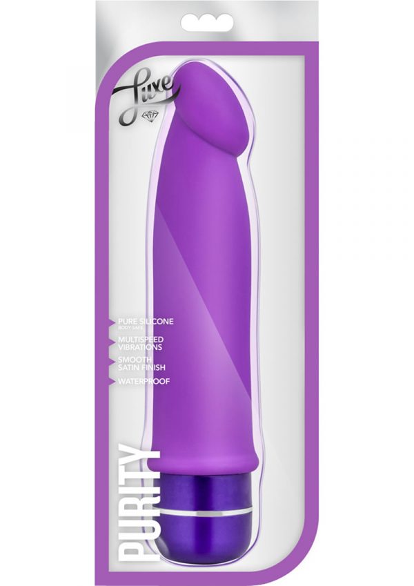 Luxe Purity Silicone Vibrating Dong Waterproof Purple 7.5 Inch