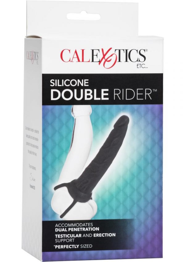 Silicone Double Rider Dildo Cockring Black