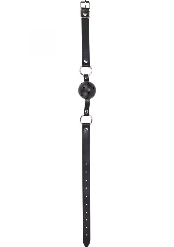 Ouch Ball Gag With Leather Straps Black
