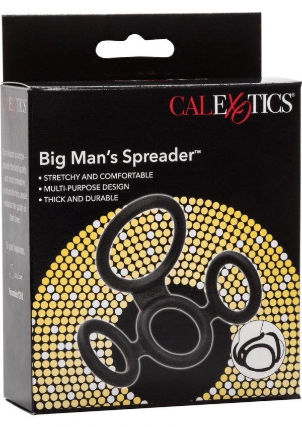 Big Man`s Spreader Silicone Erection And Scrotum Enhancer Cock Ring Black