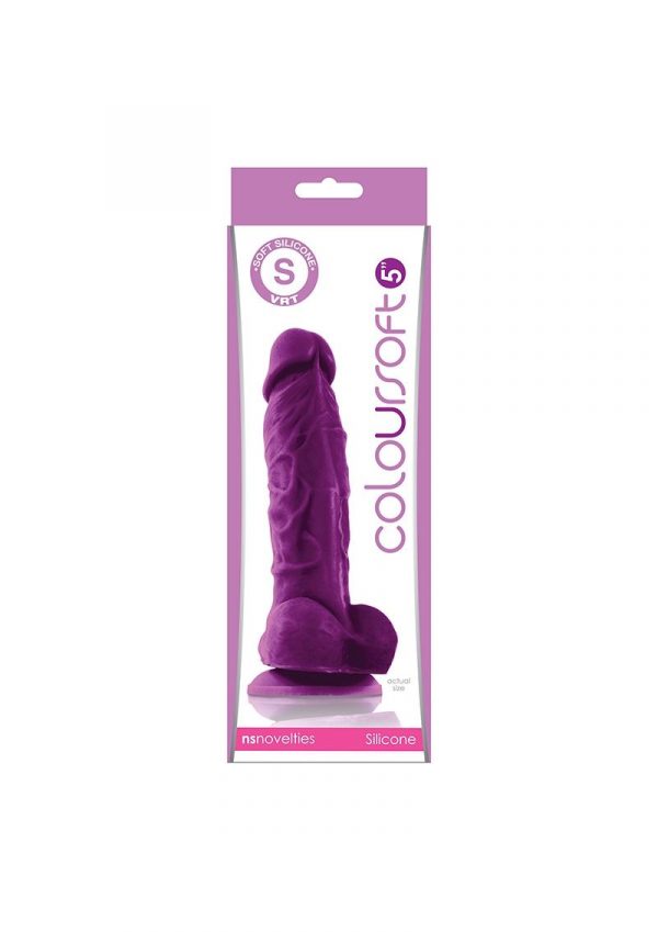 Coloursoft 5in Silicone Dildo With Balls- Purple