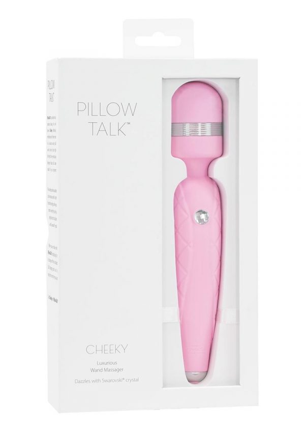 Pillow Talk Cheeky Silicone USB Rechargeable Massager Wand Swarovski Crystal Pink