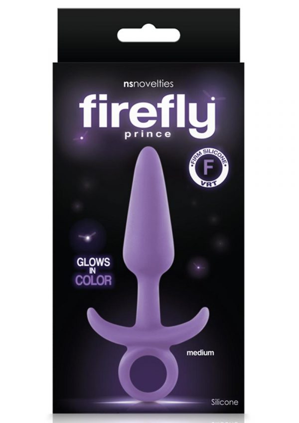 Firefly Prince Medium Anal Plug Silicone Glow In The Dark - Purple