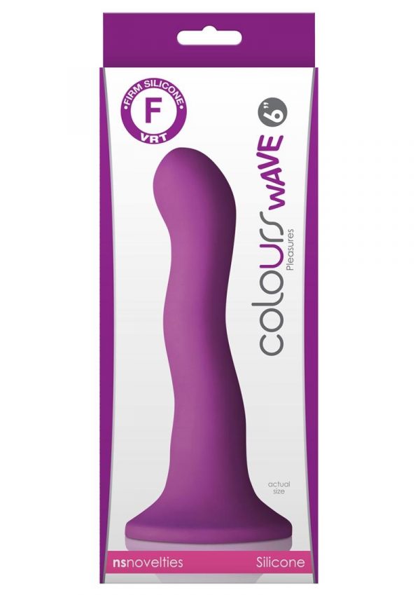 Colours Wave 6in Purple Silicone Dildo Non-Vibrating Suction Cup Base