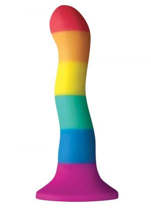 Colours Pride Edition Wave 6in Rainbow Silicone Dildo Non-Vibrating Suction Cup Base