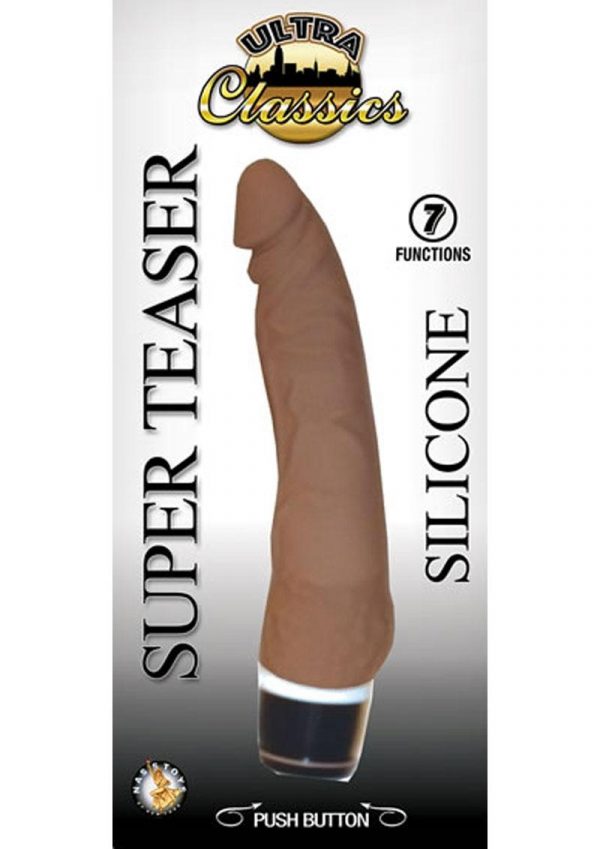 Ultra Classics Super Teaser Silicone Realistic Vibrating Dildo Brown 8 Inch