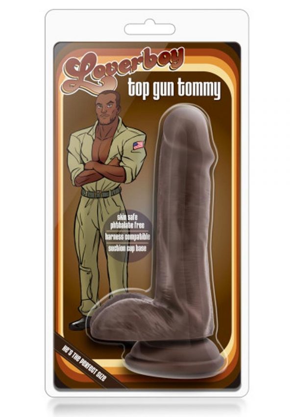 Loverboy Top Gun Tommy Realistic Dildo Chocolate 6.5 Inch