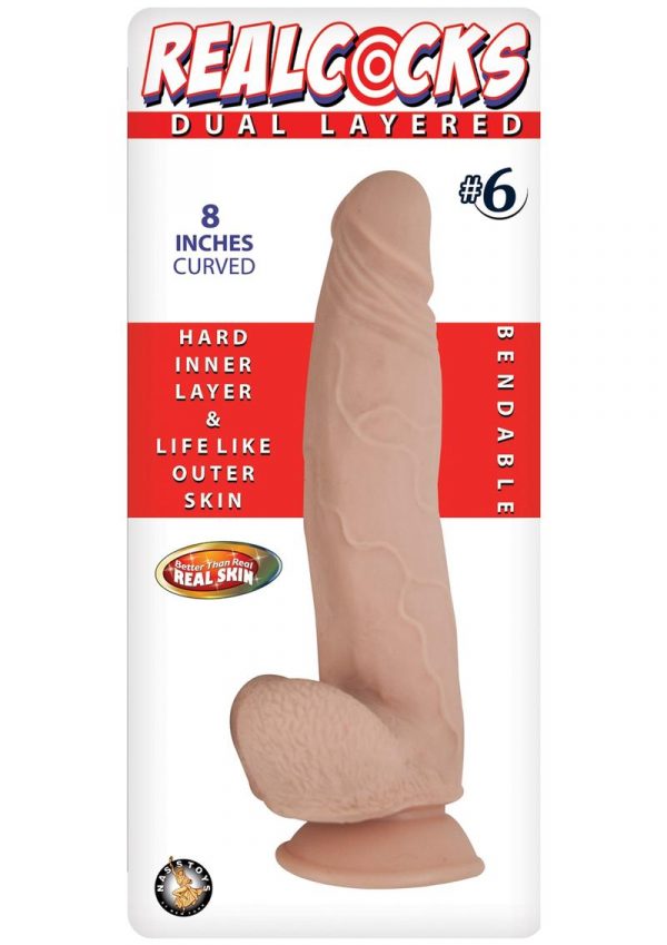 Realcocks Dual Layered 06 Bendable Dildo Waterproof Flesh 8 Inch