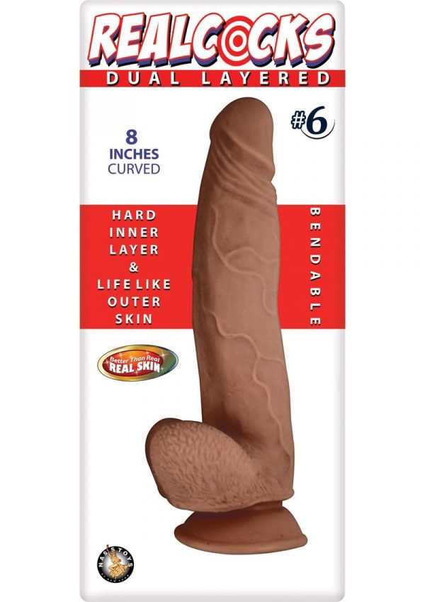 Realcocks Dual Layered 06 Bendable Dildo Waterproof Brown 8 Inch