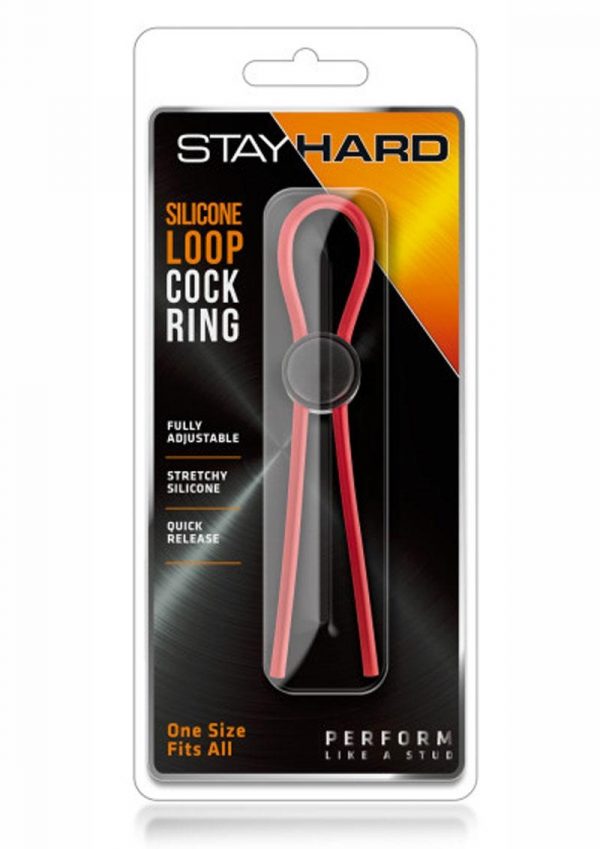 Stay Hard Silicone Loop Cock Ring Red Adjustable
