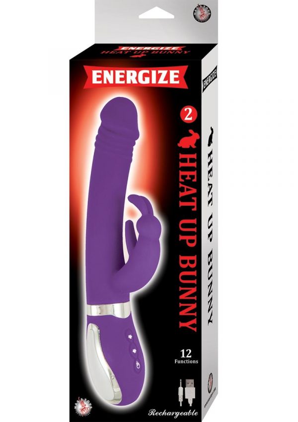 Nasstoys Energize Silicone Heat Up Bunny 2 Waterproof Purple 9 Inch
