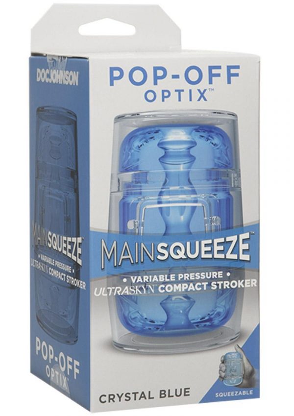 Main Squeeze  Pop Off Optix Compact Stroker Textured Crystal Blue 4 Inches