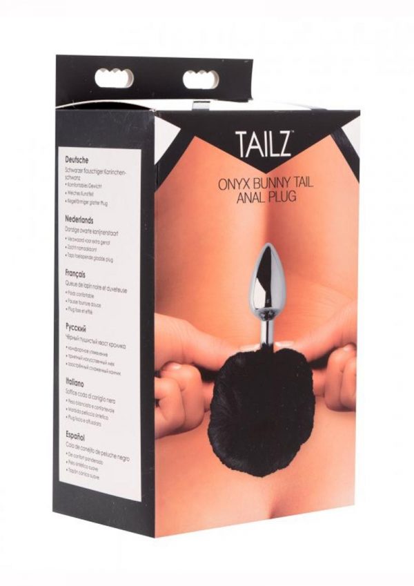 Tailz Onyx Bunny Tail Anal Plug Black 4.2 Inches