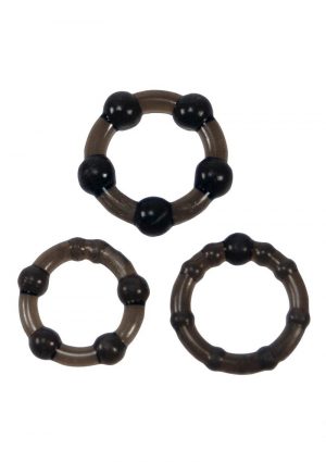 Linx Easy Squeeze Cock Ring Set Waterproof Black 3 Per Pack