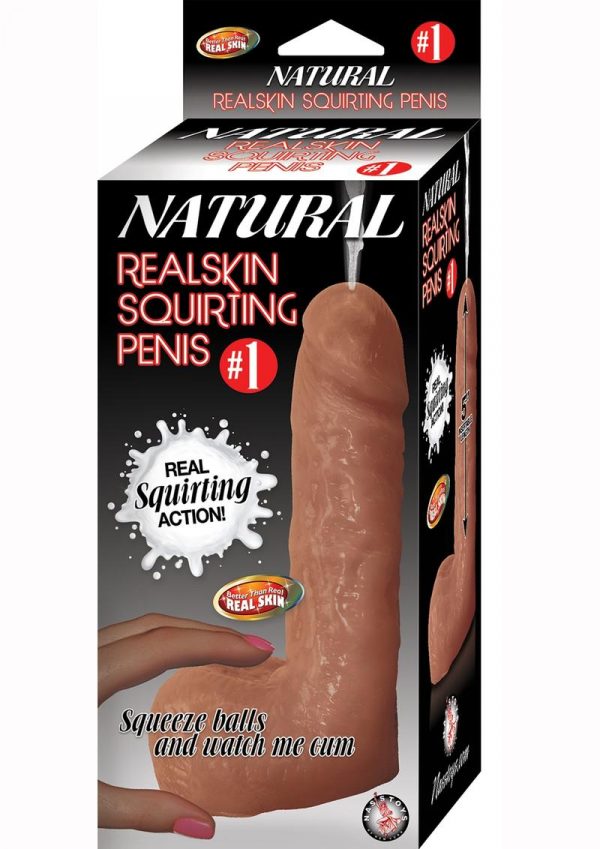 Natural Realskin Squirting Penis #1 Waterproof Brown 6 Inch
