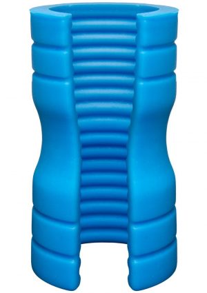 OptiMale Truskyn Silicone Stroker Ribbed Blue 4 Inch