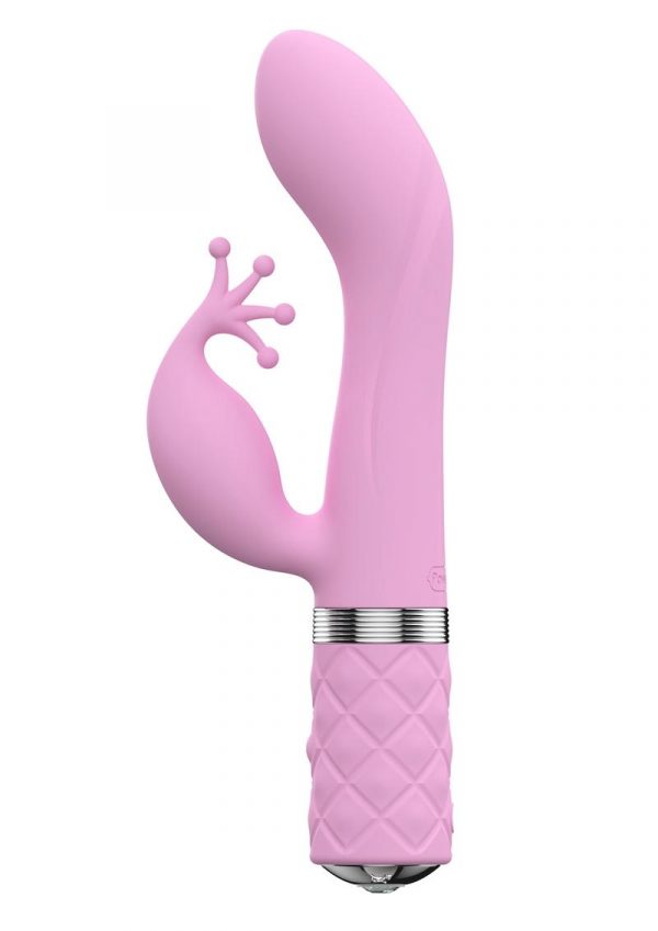 Pillow Talk Kinky Silicone Dual Massager USB Rechargeable With Swarovski Crystal Pink 8.6 Inch