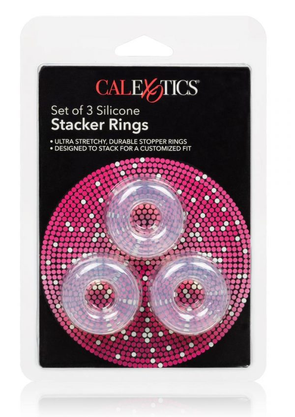 Silicone Stacker Rings Cockrings Clear 3 Each Per Set .75 Inch Diameter