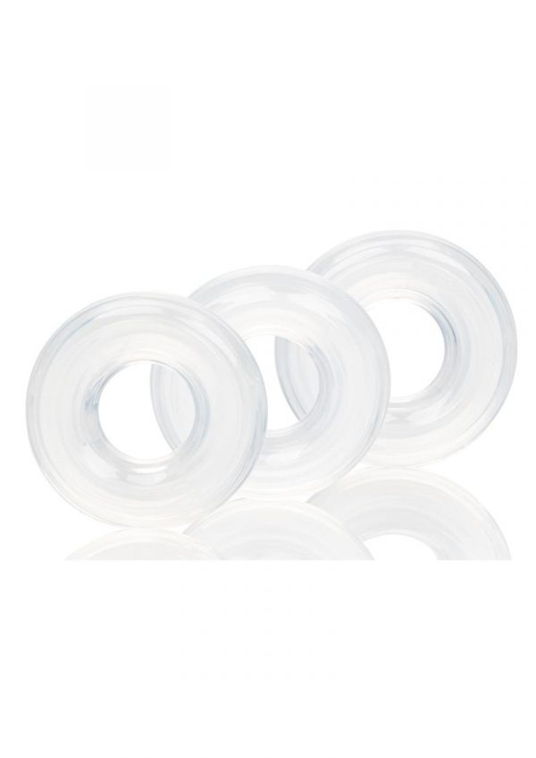 Silicone Stacker Rings Cockrings Clear 3 Each Per Set .75 Inch Diameter