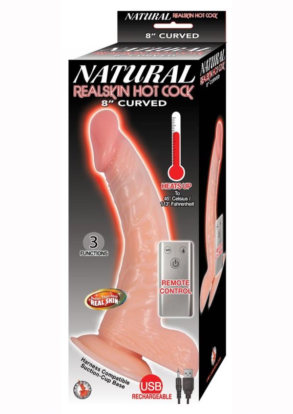 Natural Realskin Hotcock Curved 8 inch Remote Control Suction Cup