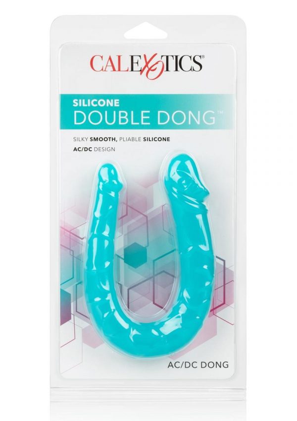 Silicone Double Dong Ac/dc Dong Teal Dual Penetration Non Vibrating Silicone
