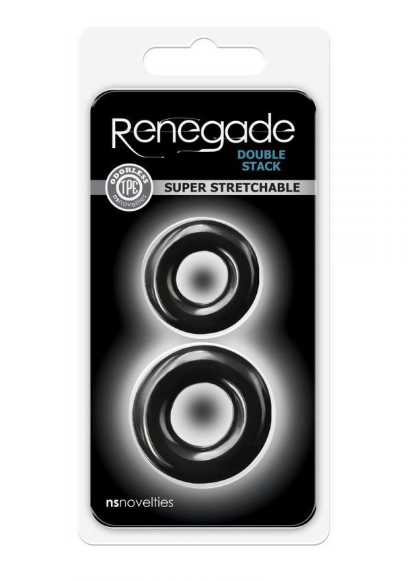 Renegade Double Stack Black Cock Ring Set Non-Vibrating