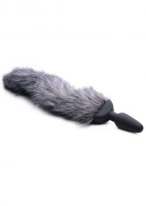 Tailz Vibrating Grey Fox Tail Anal Plug Silicone Rechargeable Remote Control