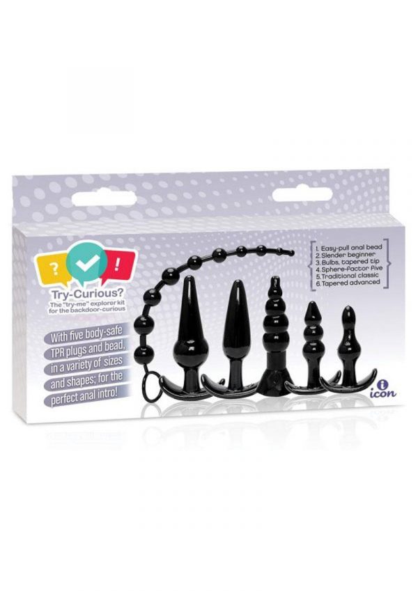 Try-Curious Ass Play Six Piece Starter Kit Black