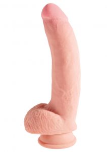 King Cock Plus 10 Inch Triple Density Cock With Balls Strap On Compatible Non Vibrating Suction Cup Base Flesh