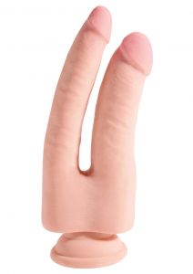 King Cock Plus 9.5 Inch Triple Density Double Penetrator Cock Strap On Compatible Non Vibrating Suction Cup Base Flesh