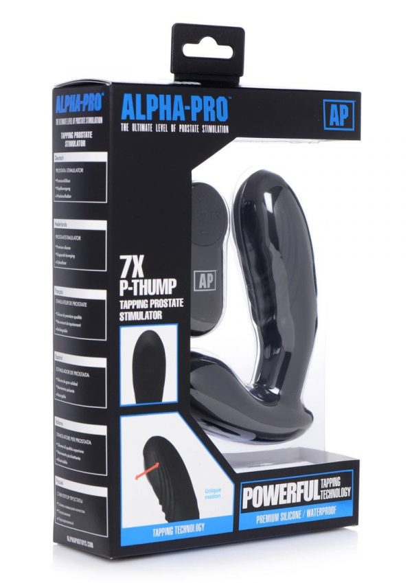 Alpha-Pro 7x P-Thump Rechargeable Vibrating Tapping Silicone Prostate Stimulator - Black **Special Order**