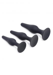 Master Series Triple Spire Tapered Silicone Anal Trainer Set - Black **Special Order**