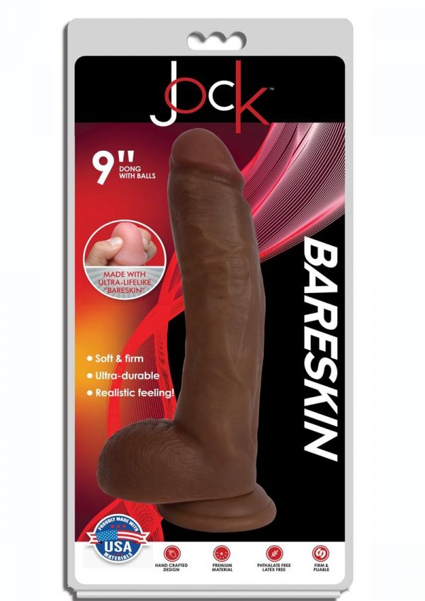 Jock Bareskin Realistic Dong With Balls 9in - Caramel