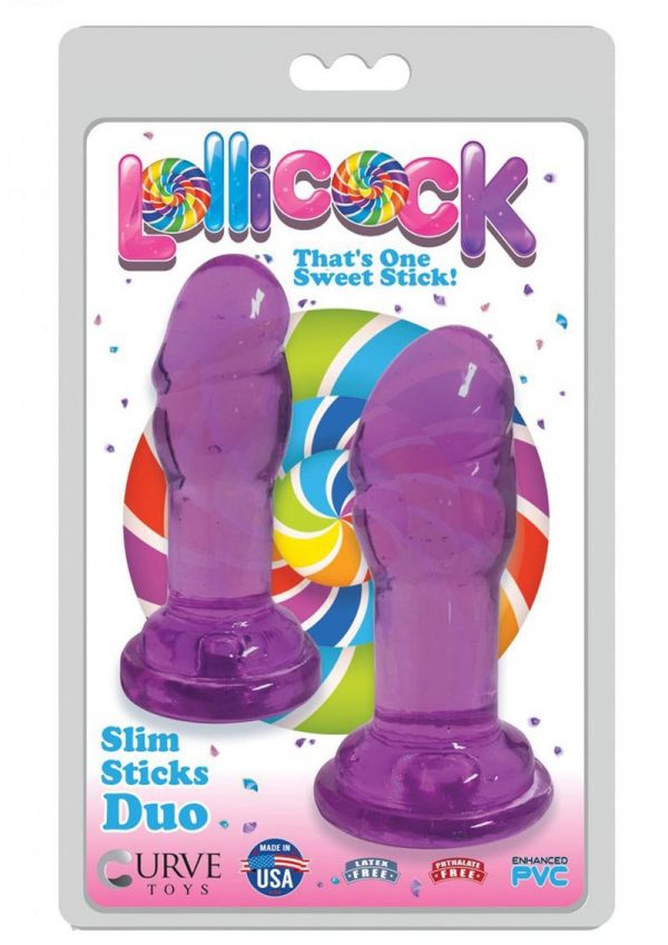 Lollicock Slim Sticks Duo Butt Plugs - Grape